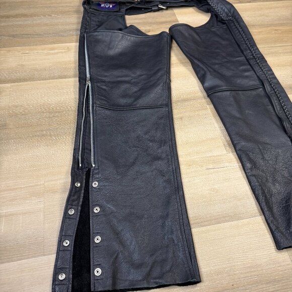 Vintage 90s MOB Classic X4 Collection Hand Tooled Leather Chaps, XL - Picture 5 of 9